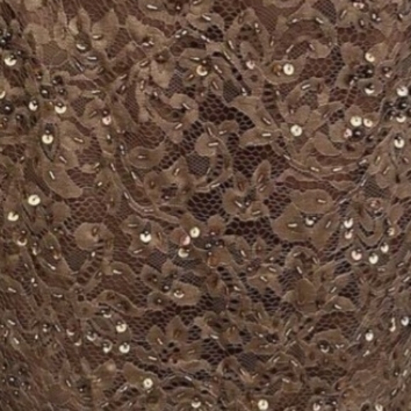 Montage By Mon Cherie Beaded Sequin Silk Lace Skirt, 16, Brown - Picture 5 of 5